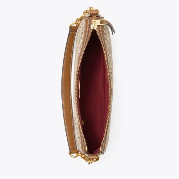 NWT Tory Burch T Monogram Studio Shoulder Crossbody Bag Hazelnut Brown 85137 - Picture 6 of 7